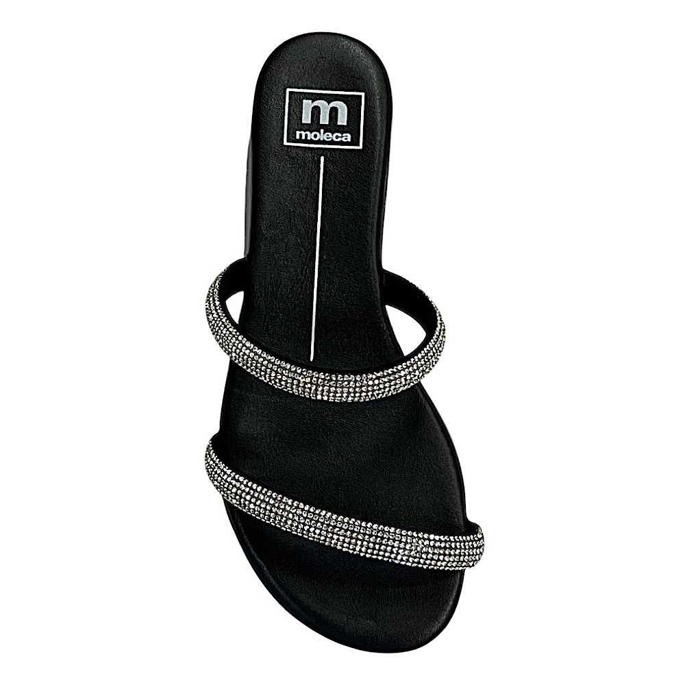 Tamanco Moleca Flat Strass 5557.100 Cristal Preto Preto 4