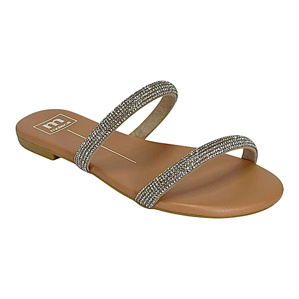 Tamanco Moleca Flat Strass 5557.100 Cristal Nude
