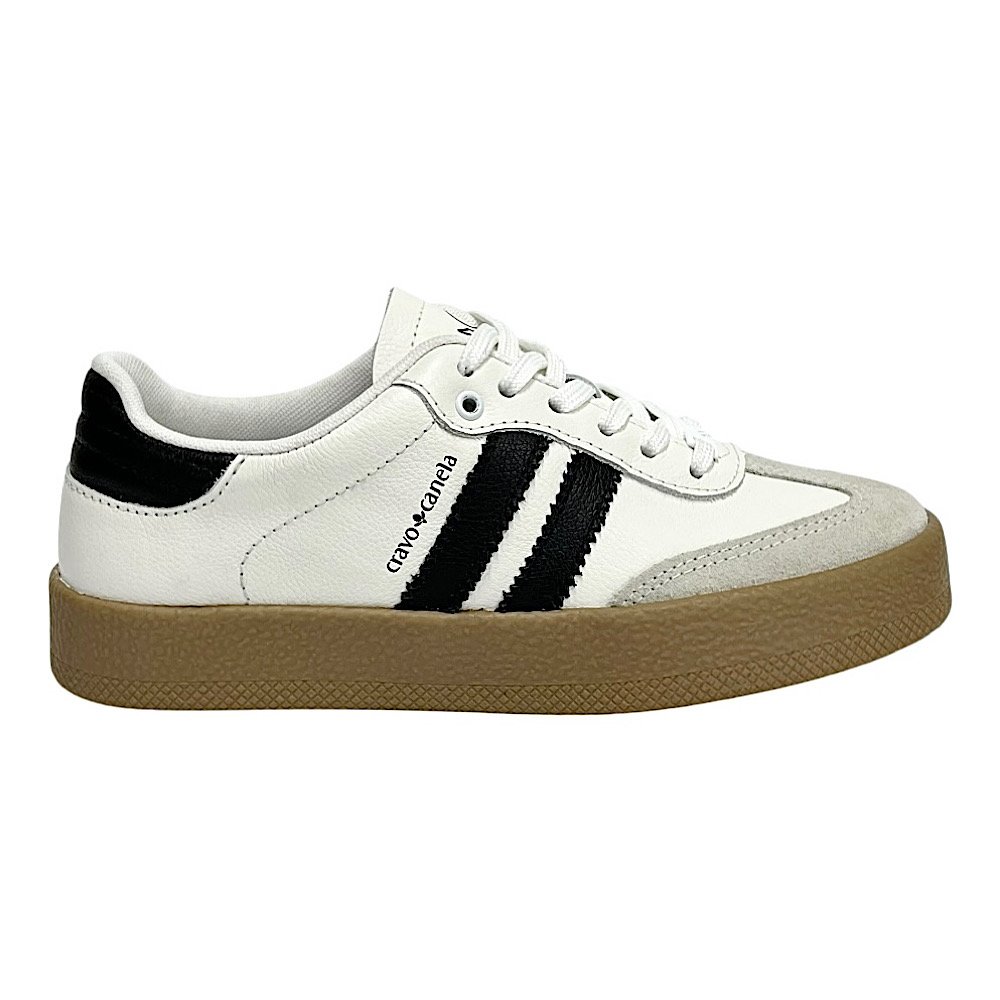 Tênis Cravo e Canela Flatform Thais 1573CC Couro Branco/Preto
