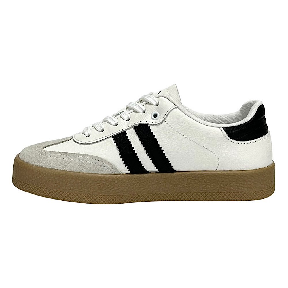 Tênis Cravo e Canela Flatform Thais 1573CC Couro Branco/Preto Branco/Preto 3