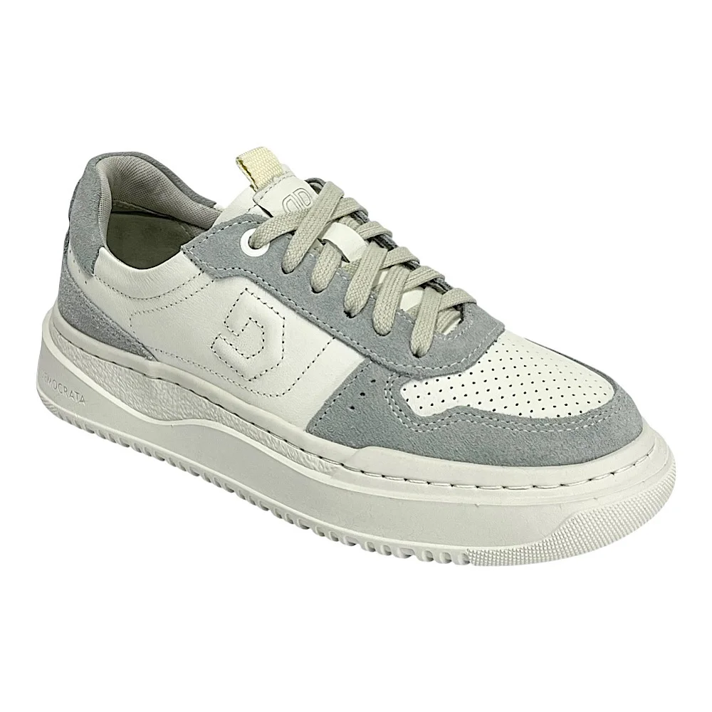 Tênis Democrata Feminino Block 616101 Azul/Off White Branco/Cinza 2