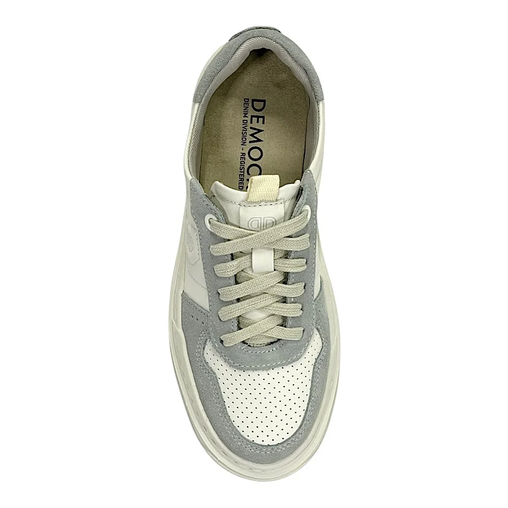 Tênis Democrata Feminino Block 616101 Azul/Off White Branco/Cinza 4