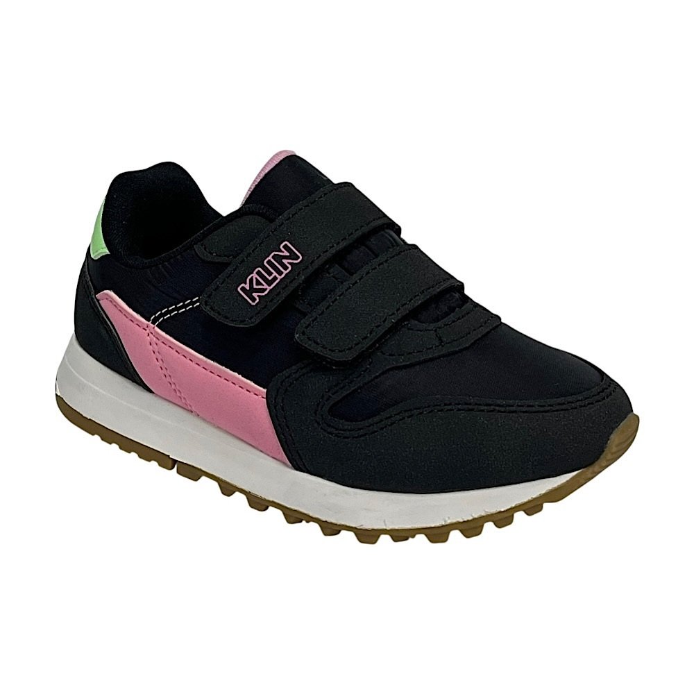 Tênis Klin Walk Mini 216133 Preto/Rosa/Verde