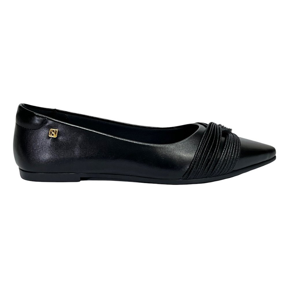 Sapatilha Santinelli Feminina Bico Fino 1600-004 Preto Preto 2