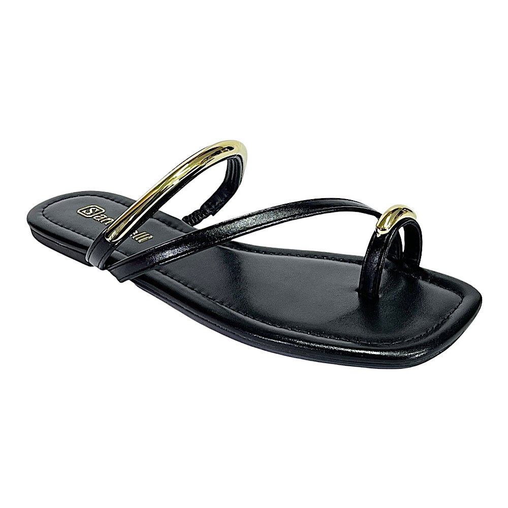 Tamanco Santinelli Flat Dedo Casual 1552-072 Preto