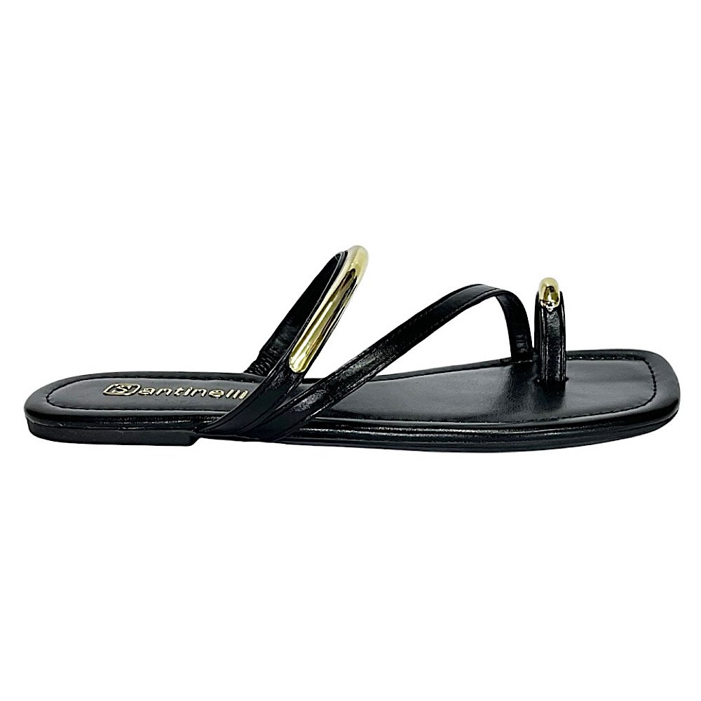 Tamanco Santinelli Flat Dedo Casual 1552-072 Preto Preto 2