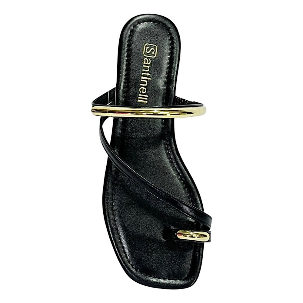 Tamanco Santinelli Flat Dedo Casual 1552-072 Preto Preto 4