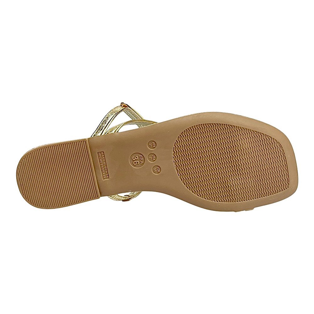 Tamanco Santinelli Flat Dedo Casual 1552-072 Champagne Dourado 5