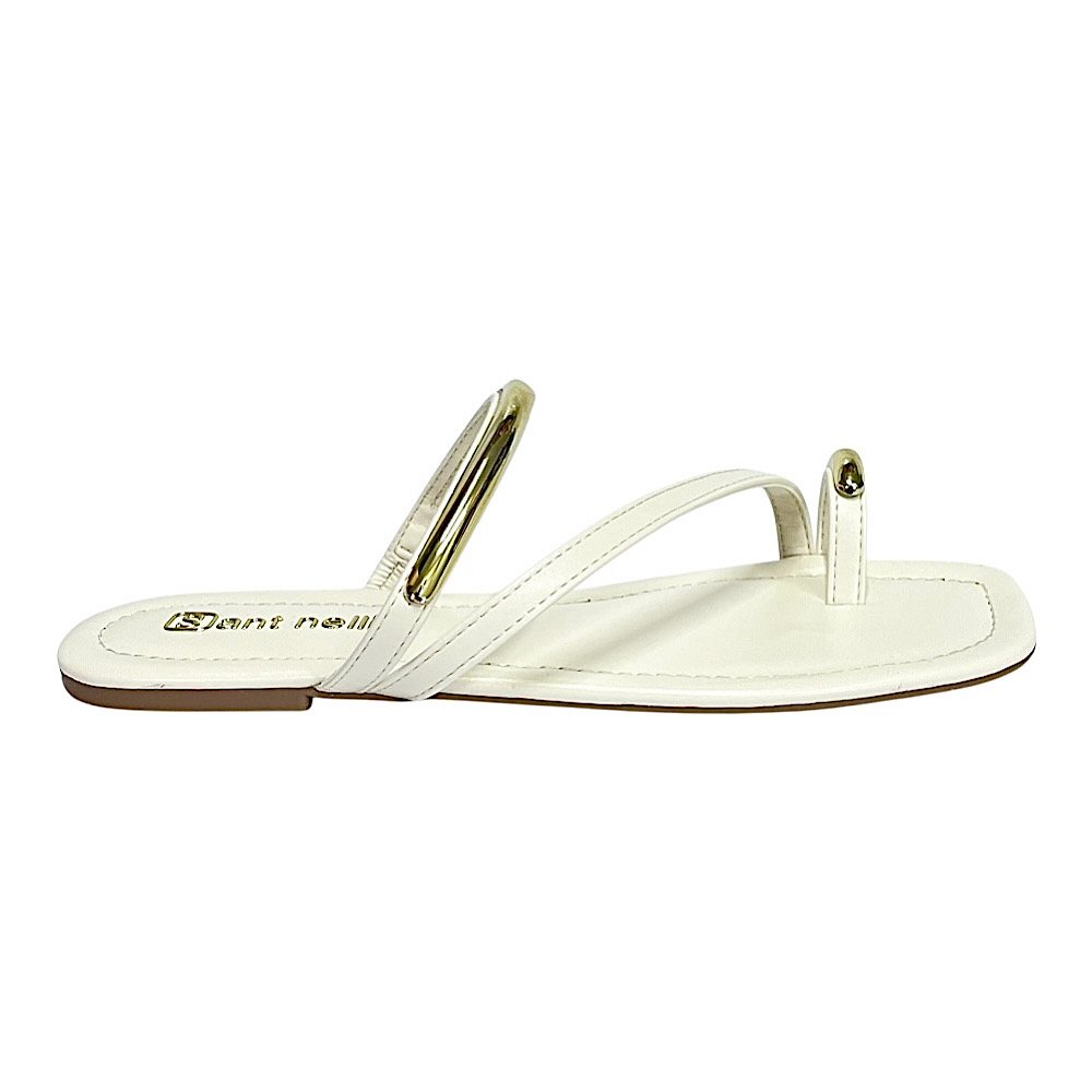 Tamanco Santinelli Flat Dedo Casual 1552-072 Marfim Branco 2