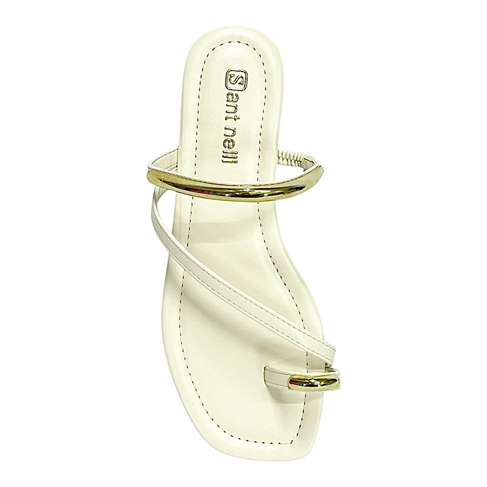 Tamanco Santinelli Flat Dedo Casual 1552-072 Marfim Branco 4