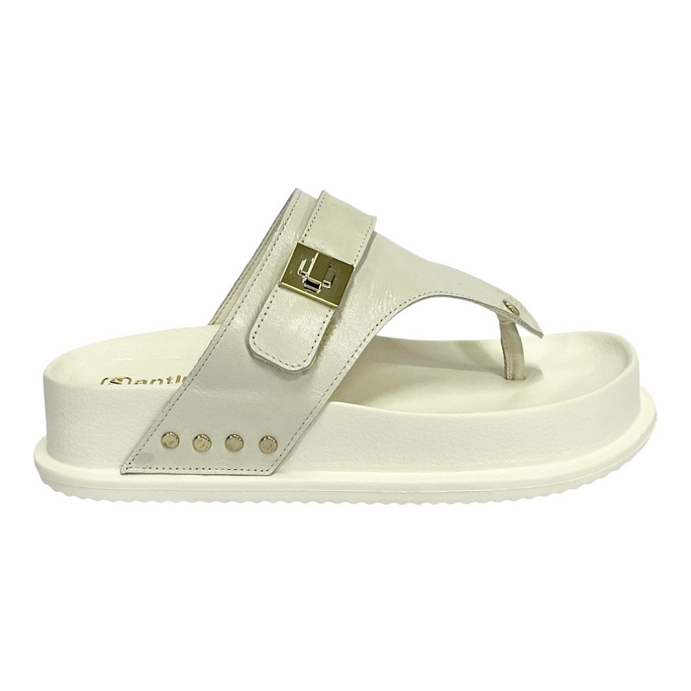 Tamanco Santinelli Papete Dedo Couro 1550-032 Marfim Branco 2