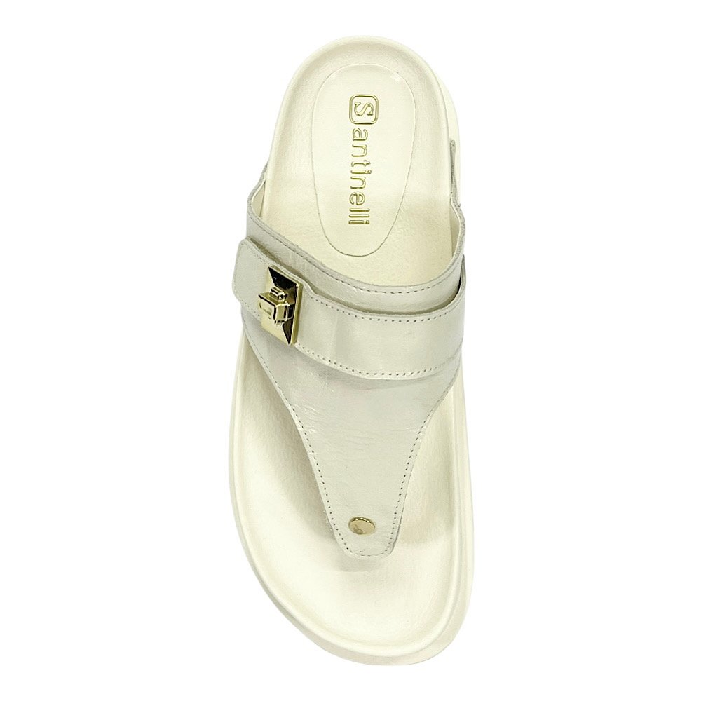 Tamanco Santinelli Papete Dedo Couro 1550-032 Marfim Branco 4