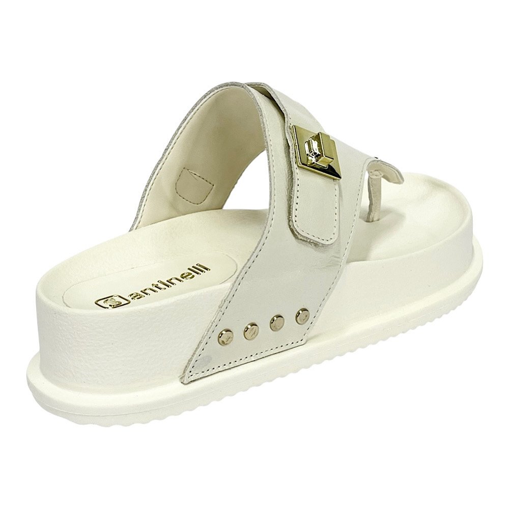 Tamanco Santinelli Papete Dedo Couro 1550-032 Marfim Branco 5