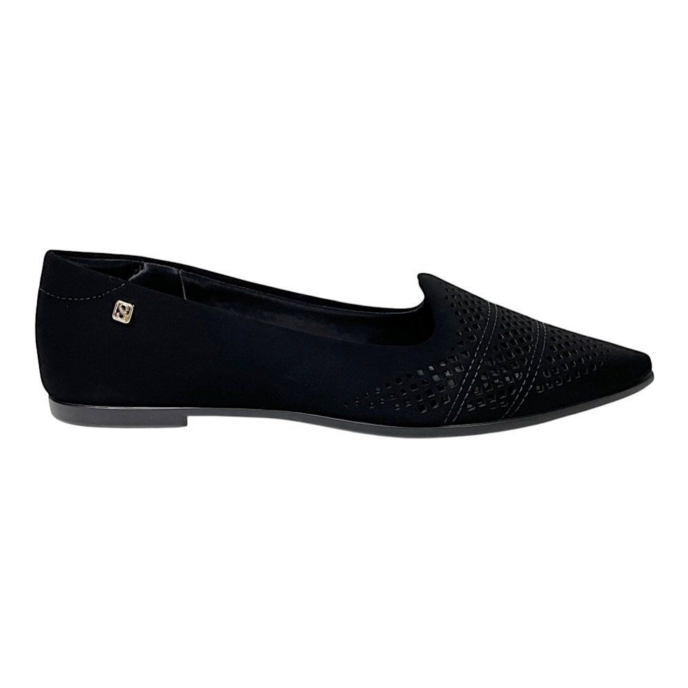Sapatilha Santinelli Nobuck Bico Fino 1600-015 Preto Preto 2