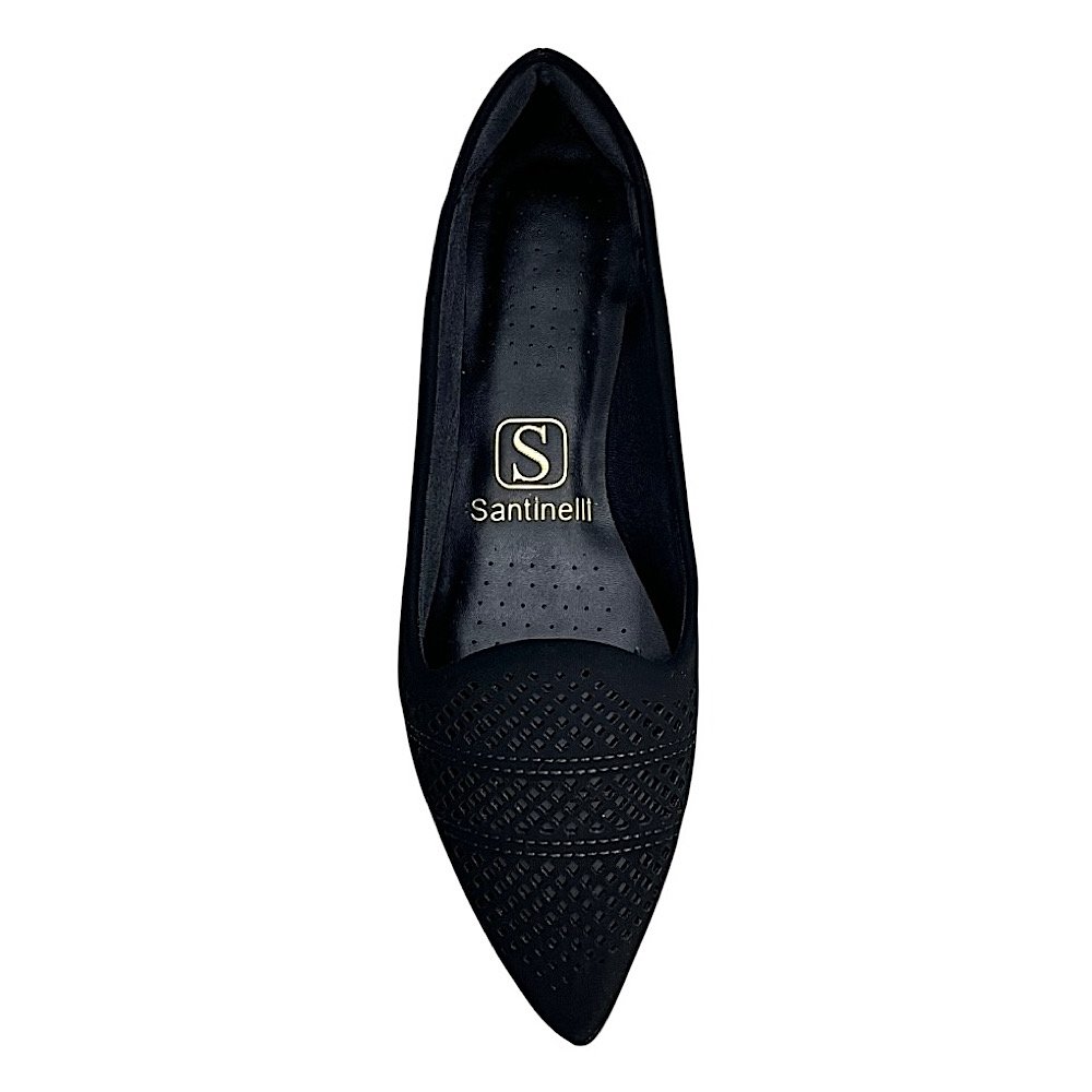 Sapatilha Santinelli Nobuck Bico Fino 1600-015 Preto Preto 4