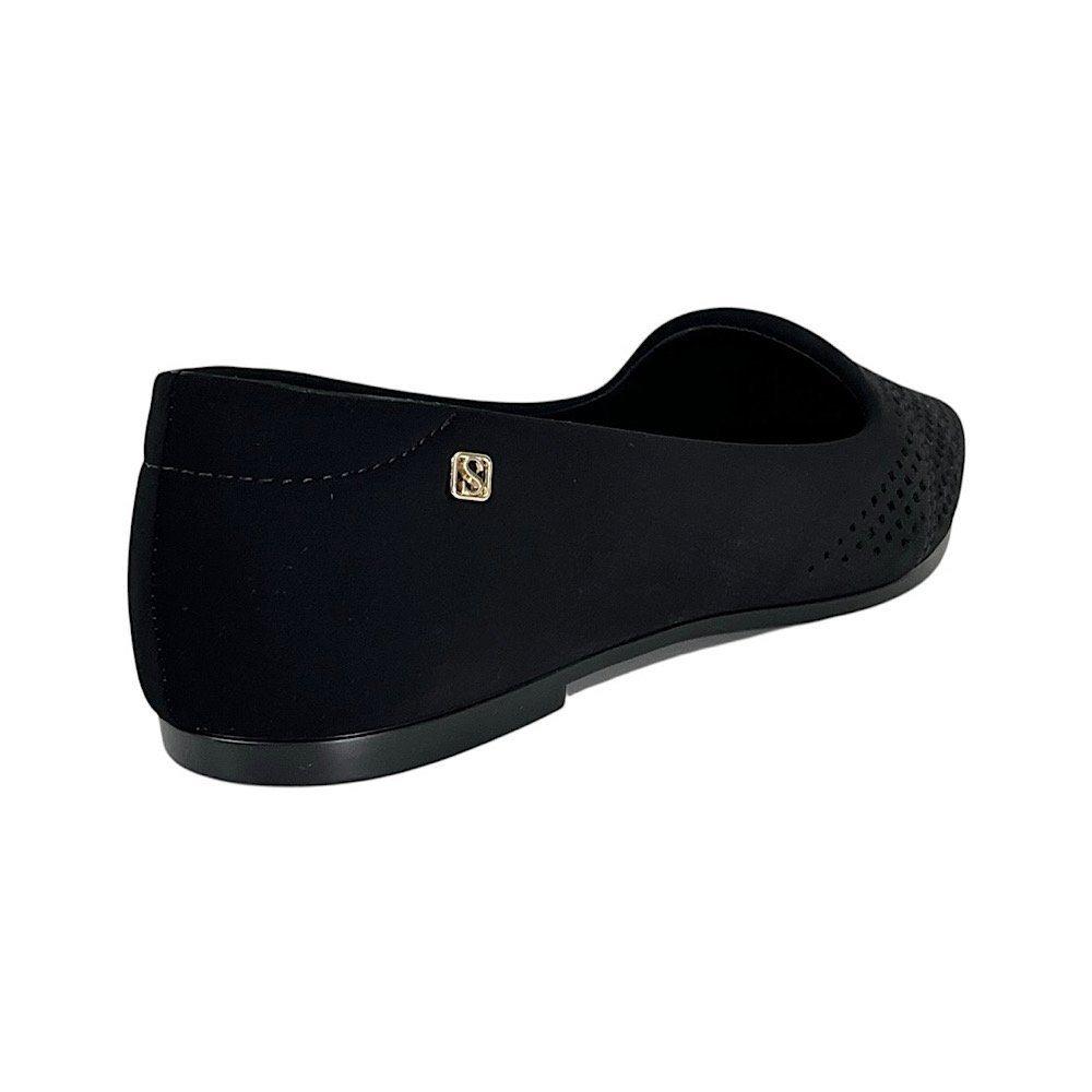 Sapatilha Santinelli Nobuck Bico Fino 1600-015 Preto Preto 5
