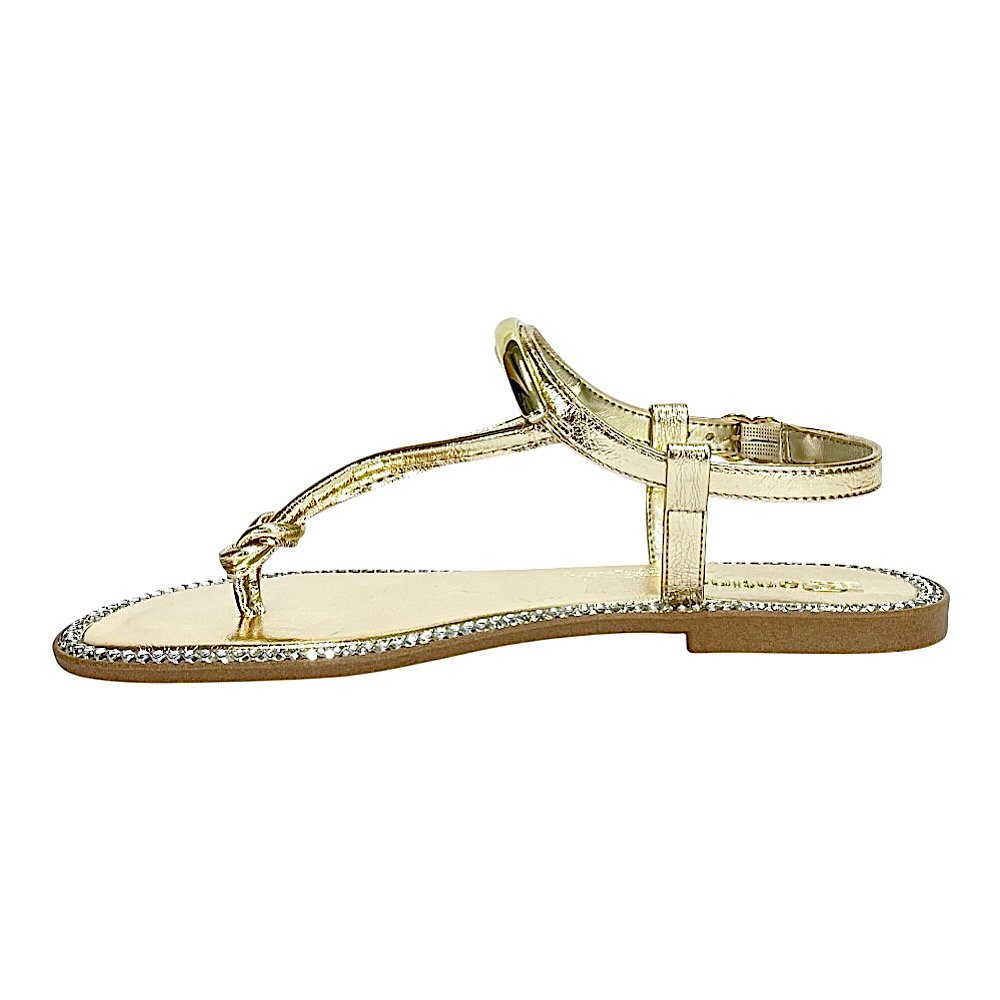 Sandália Santinelli Rasteira Strass 1618-003 Champagne Dourado 3