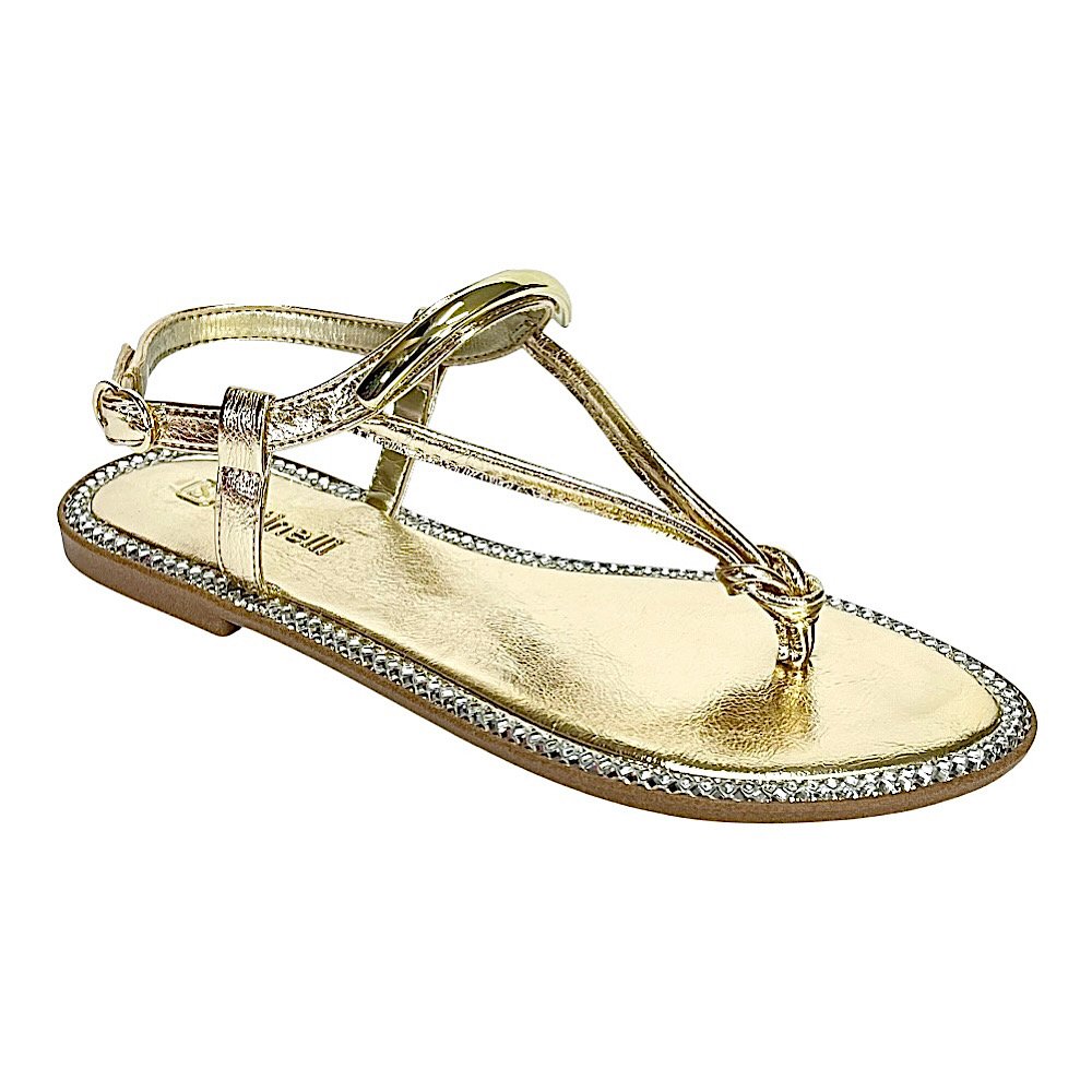 Sandália Santinelli Rasteira Strass 1618-003 Champagne