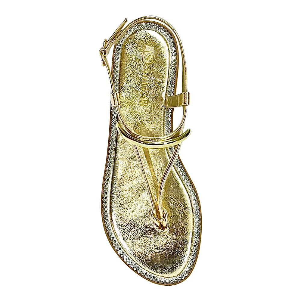 Sandália Santinelli Rasteira Strass 1618-003 Champagne Dourado 4