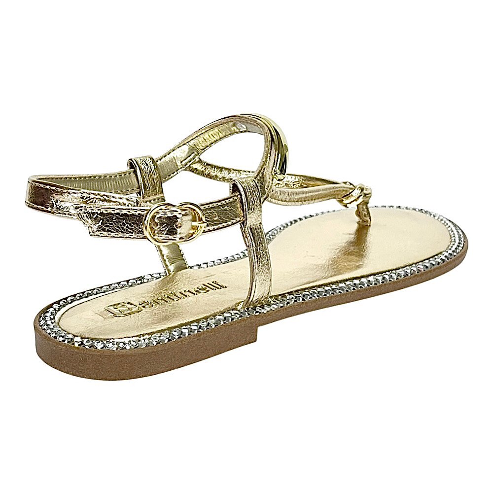Sandália Santinelli Rasteira Strass 1618-003 Champagne Dourado 5