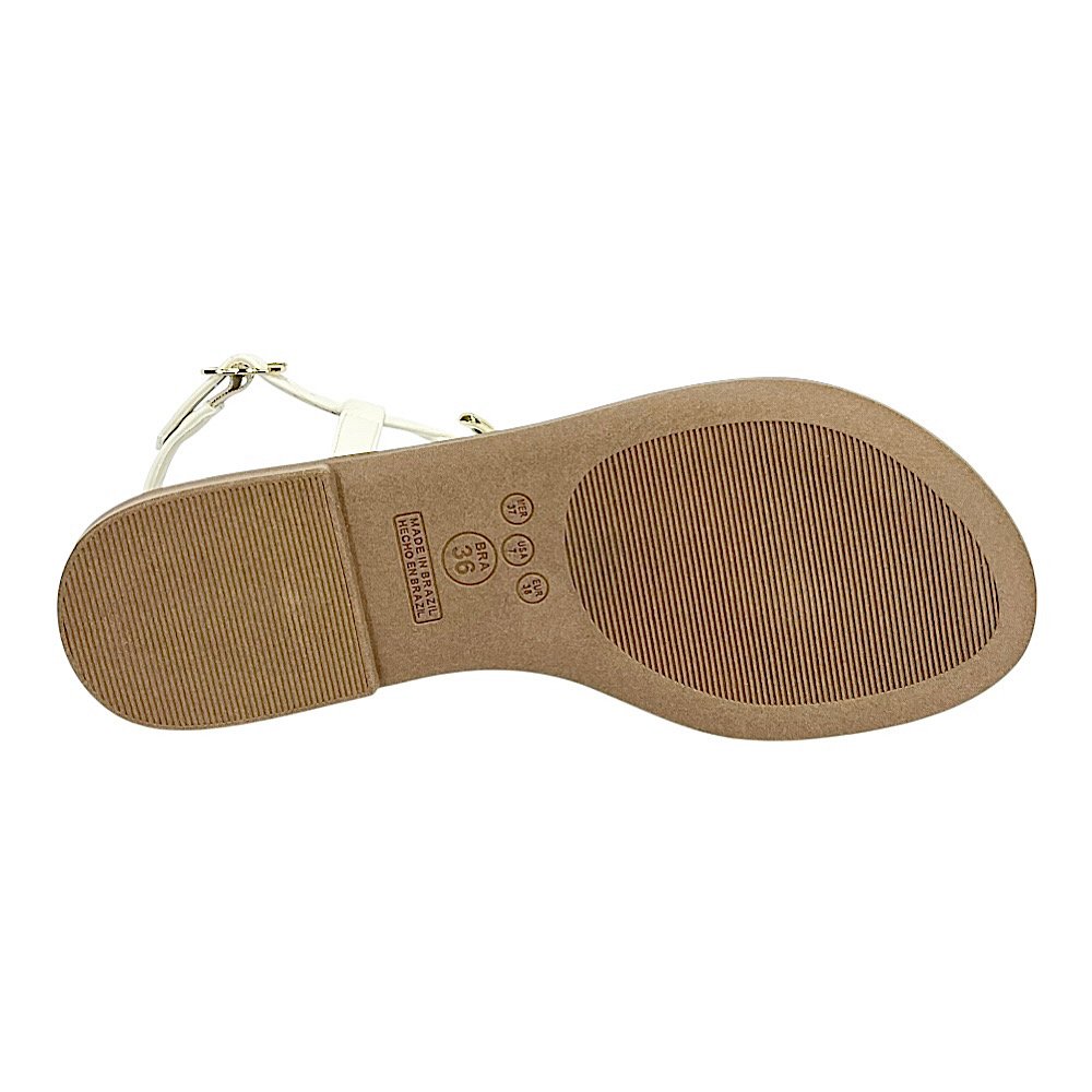 Sandália Santinelli Rasteira Strass 1618-003 Marfim Branco 6