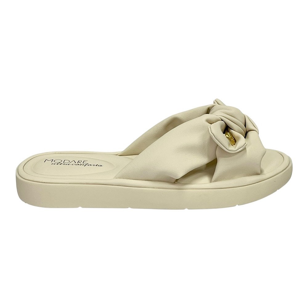 Tamanco Flat Modare Ultra Soft 7208.101 Nobuck Creme Bege 2