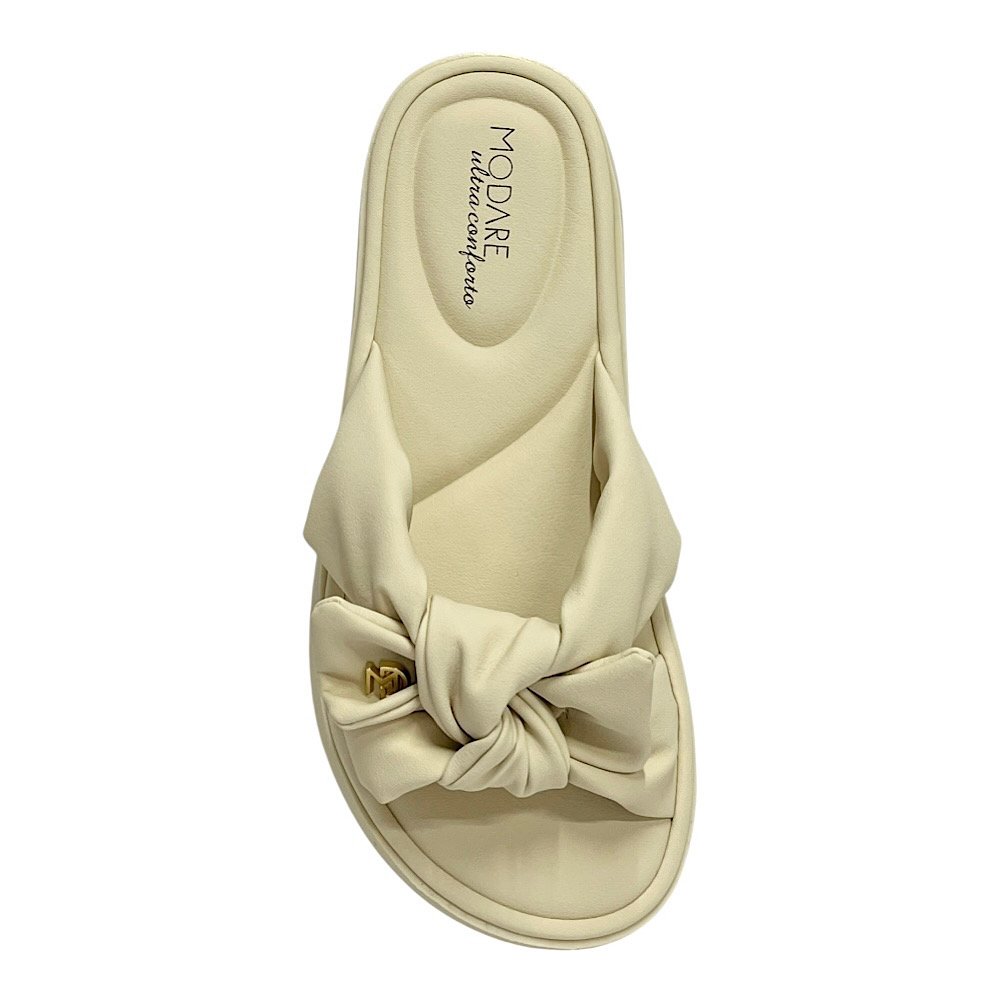 Tamanco Flat Modare Ultra Soft 7208.101 Nobuck Creme Bege 4
