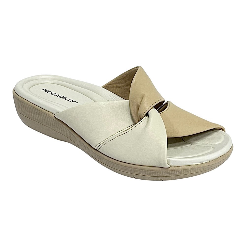Tamanco Piccadilly Fascite Anabela 239023 Brule/Off White