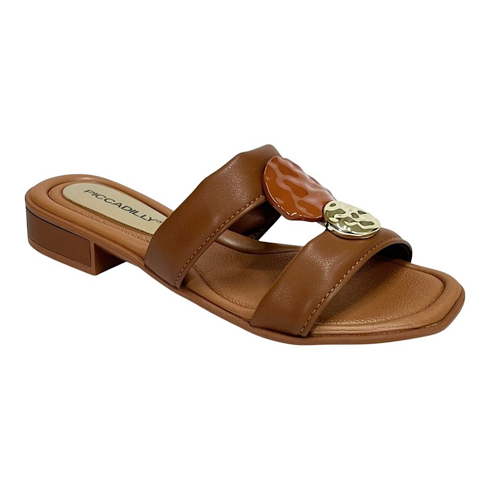 Tamanco Piccadilly Taila Salto Baixo 590067 Ocre