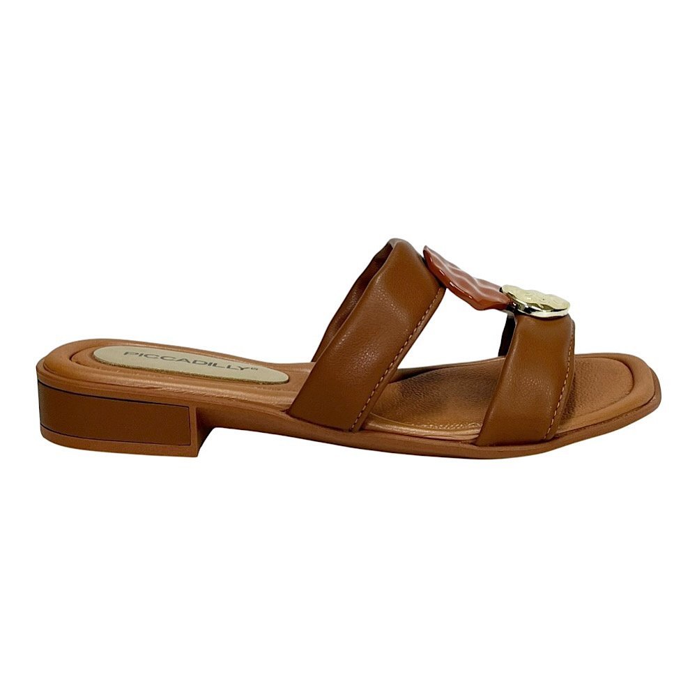 Tamanco Piccadilly Taila Salto Baixo 590067 Ocre Marrom 2