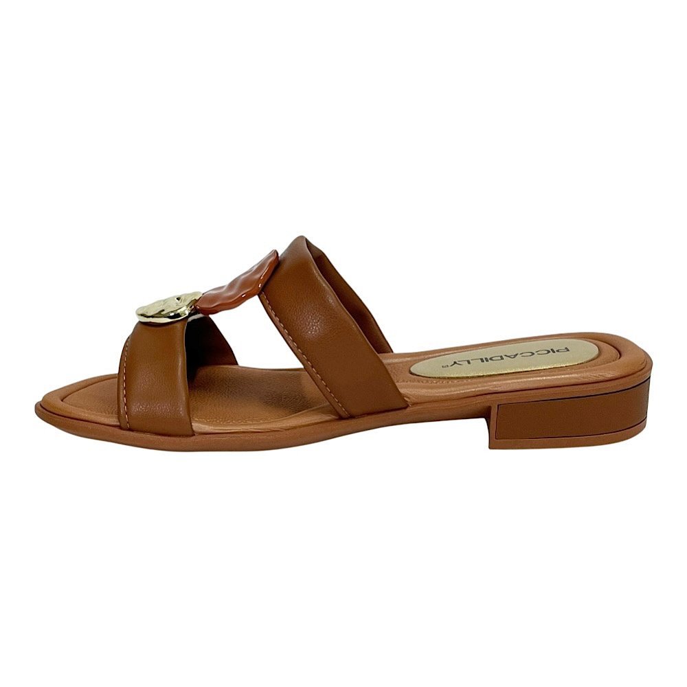 Tamanco Piccadilly Taila Salto Baixo 590067 Ocre Marrom 3