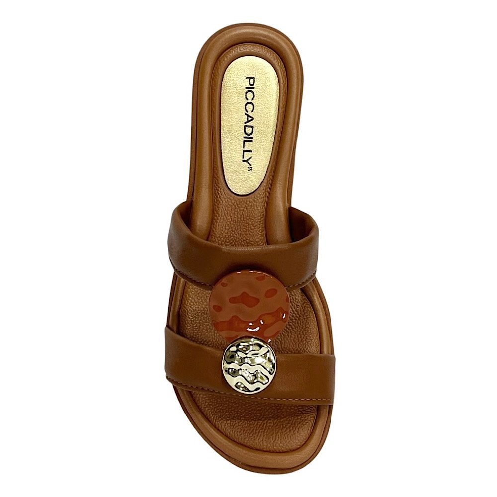 Tamanco Piccadilly Taila Salto Baixo 590067 Ocre Marrom 4