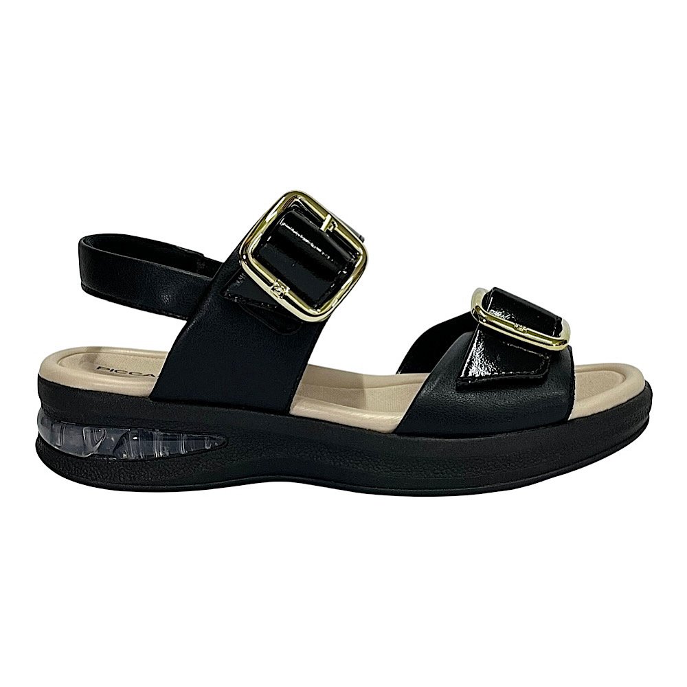 Sandália Piccadilly Soft Step Anabela 599003 Preto Preto 2