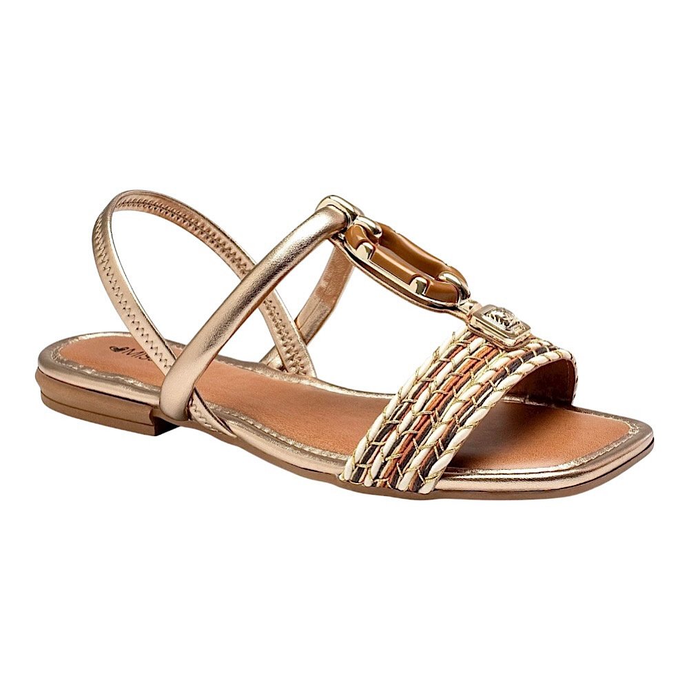 Sandália Mississipi Rasteira MF302 Quartzo/Caramelo