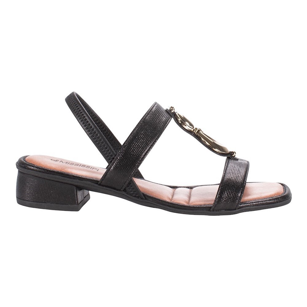 Sandália Mississipi Salto Bloco Baixo MF893 Preto Preto 2