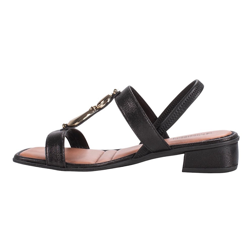 Sandália Mississipi Salto Bloco Baixo MF893 Preto Preto 3