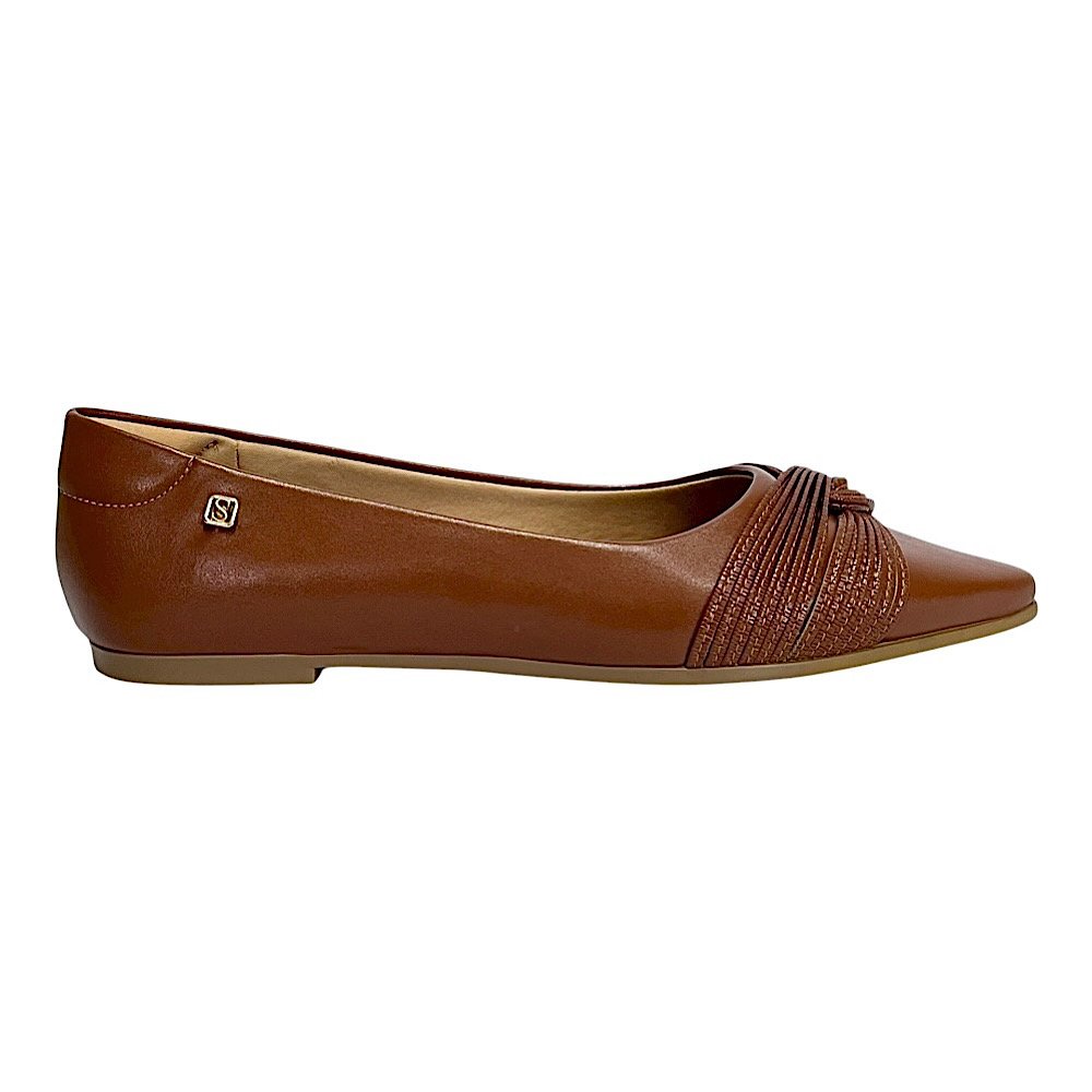 Sapatilha Santinelli Feminina Bico Fino 1600-004 Caramelo Marrom 2