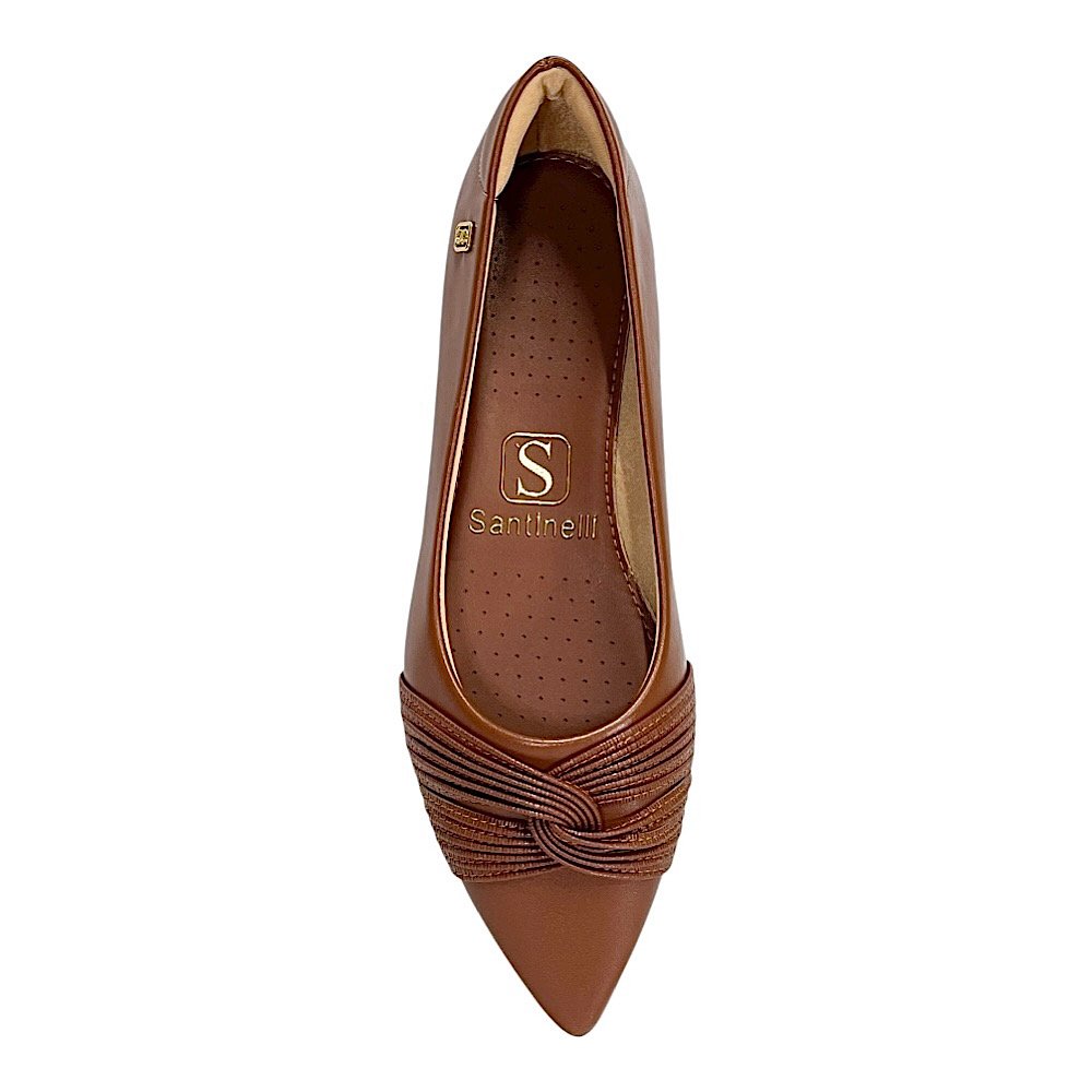 Sapatilha Santinelli Feminina Bico Fino 1600-004 Caramelo Marrom 4