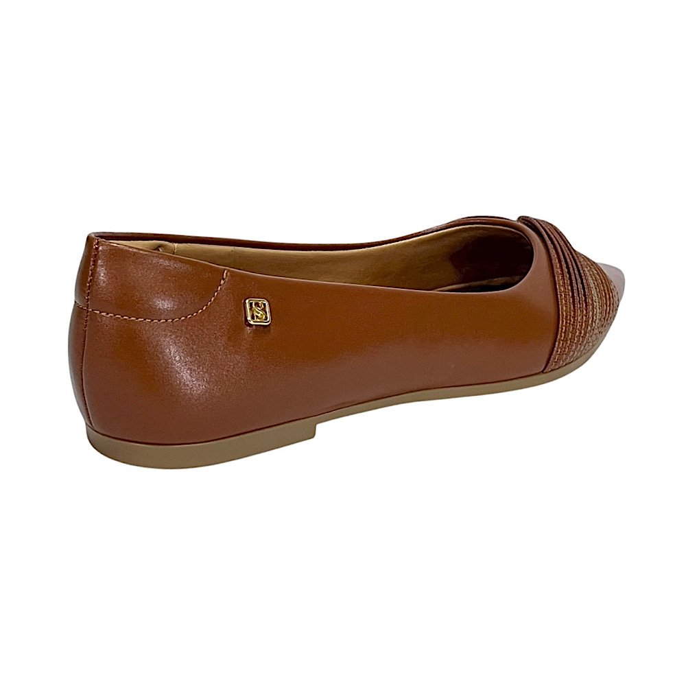 Sapatilha Santinelli Feminina Bico Fino 1600-004 Caramelo Marrom 5