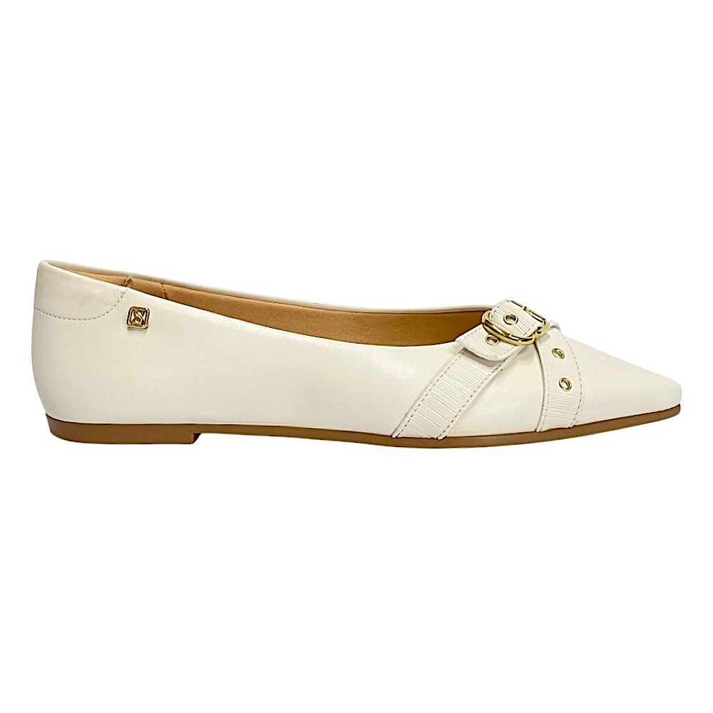 Sapatilha Santinelli Feminina Bico Fino 1600-017 Marfim Branco 2