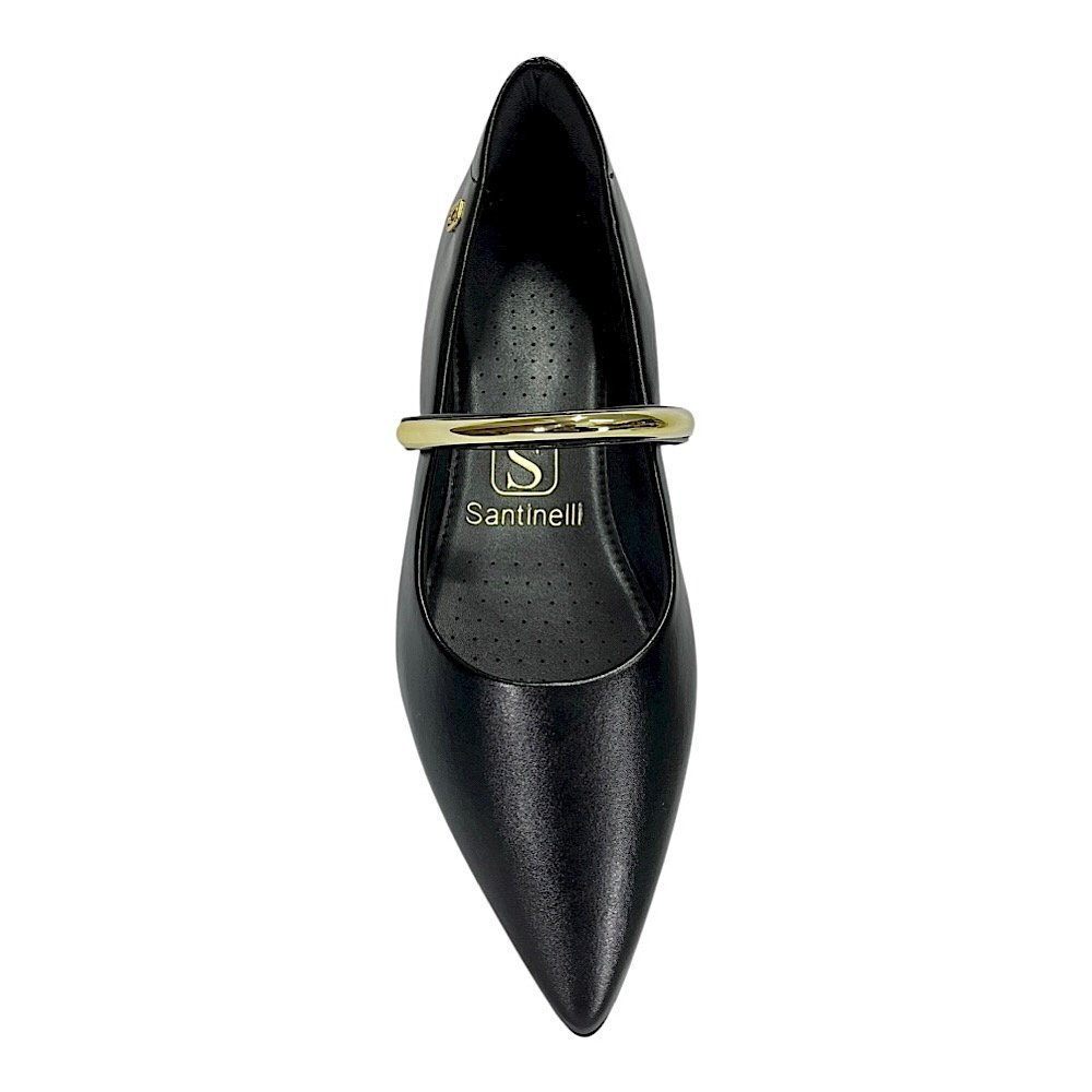 Sapatilha Santinelli Feminina Bico Fino 1600-034 Preto Preto 4