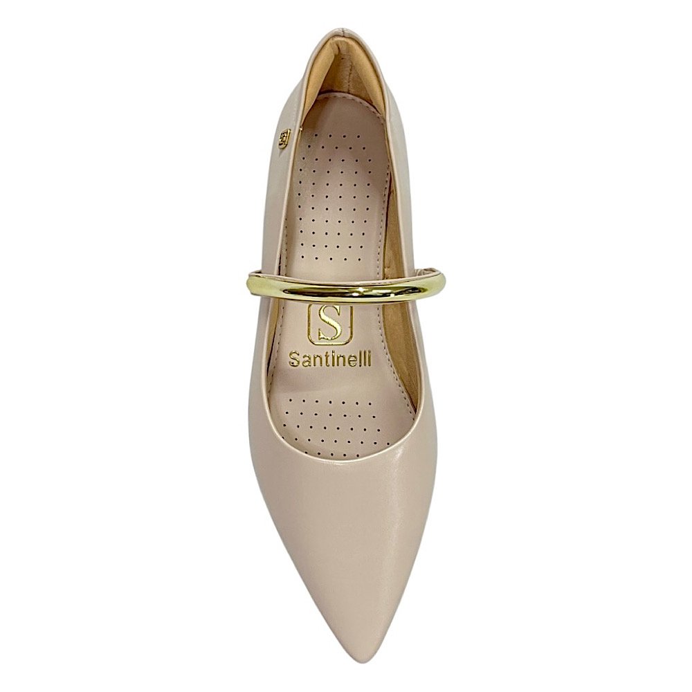 Sapatilha Santinelli Feminina Bico Fino 1600-034 Creme Creme 4