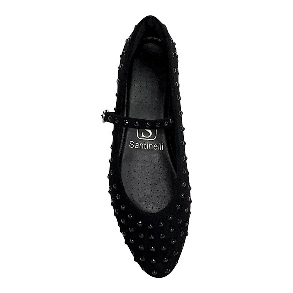 Sapatilha Santinelli Mary Jane Studs 1628-020 Nobuck Preto Preto 4