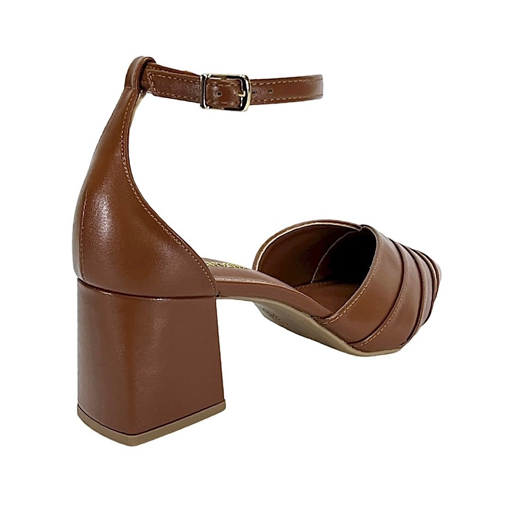 Sapato Santinelli Scarpin Salto Bloco 1636-025 Caramelo Marrom 5