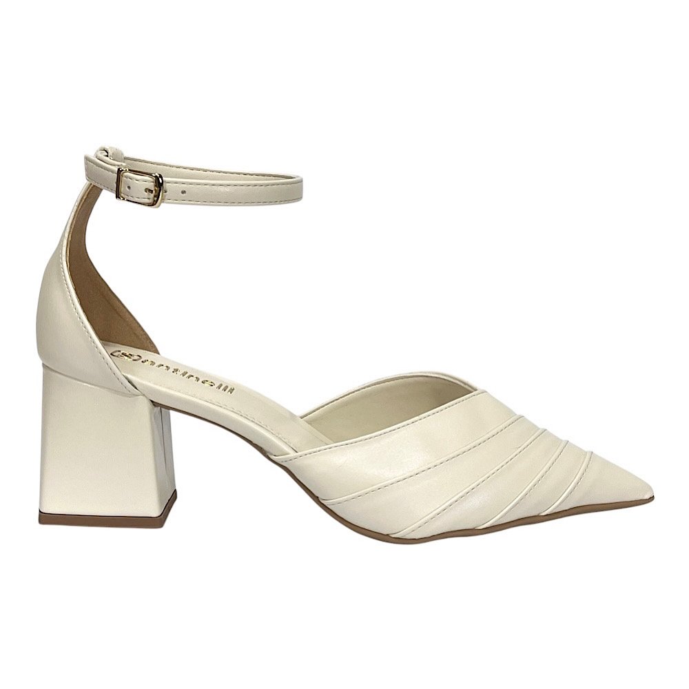 Sapato Santinelli Scarpin Salto Bloco 1636-025 Marfim Marfim 2