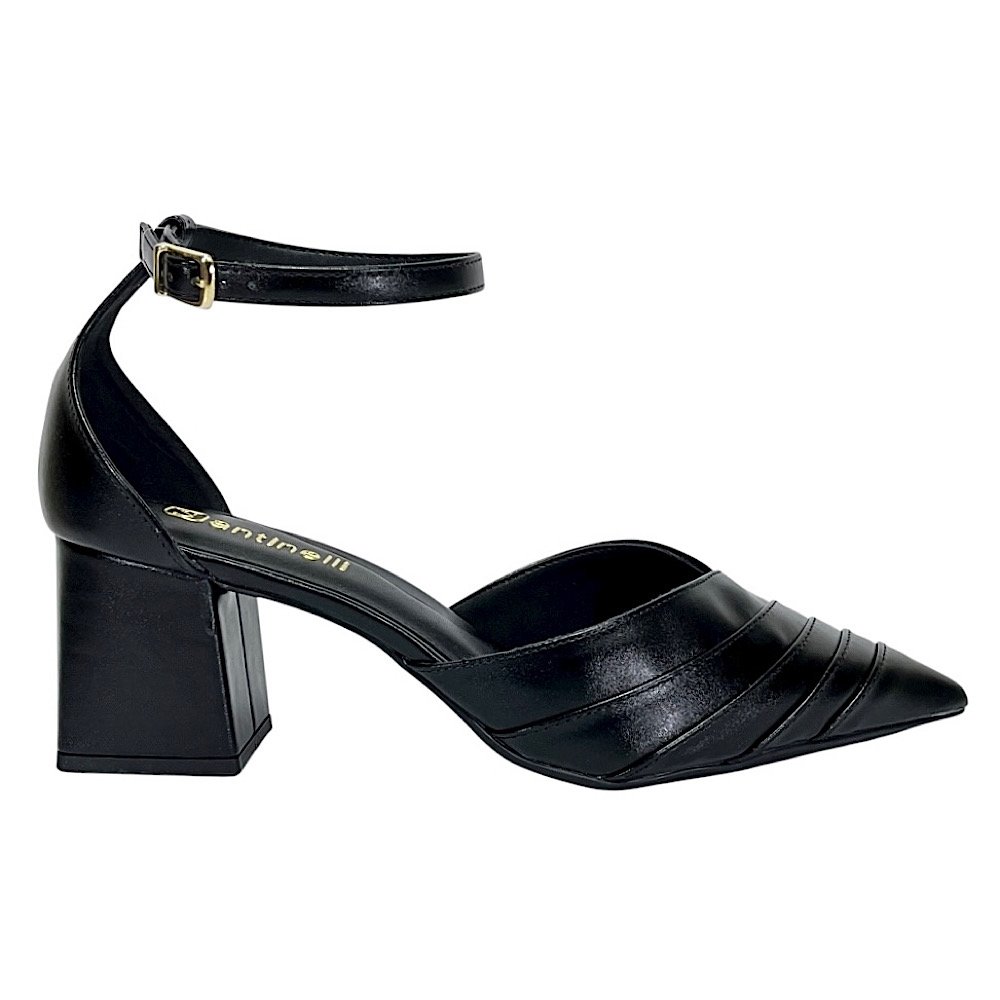 Sapato Santinelli Scarpin Salto Bloco 1636-025 Preto Preto 2