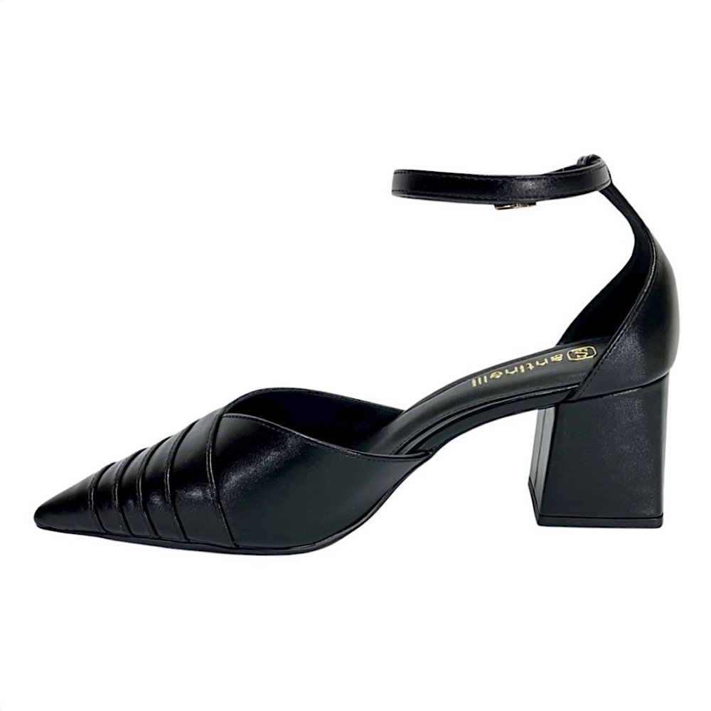 Sapato Santinelli Scarpin Salto Bloco 1636-025 Preto Preto 3