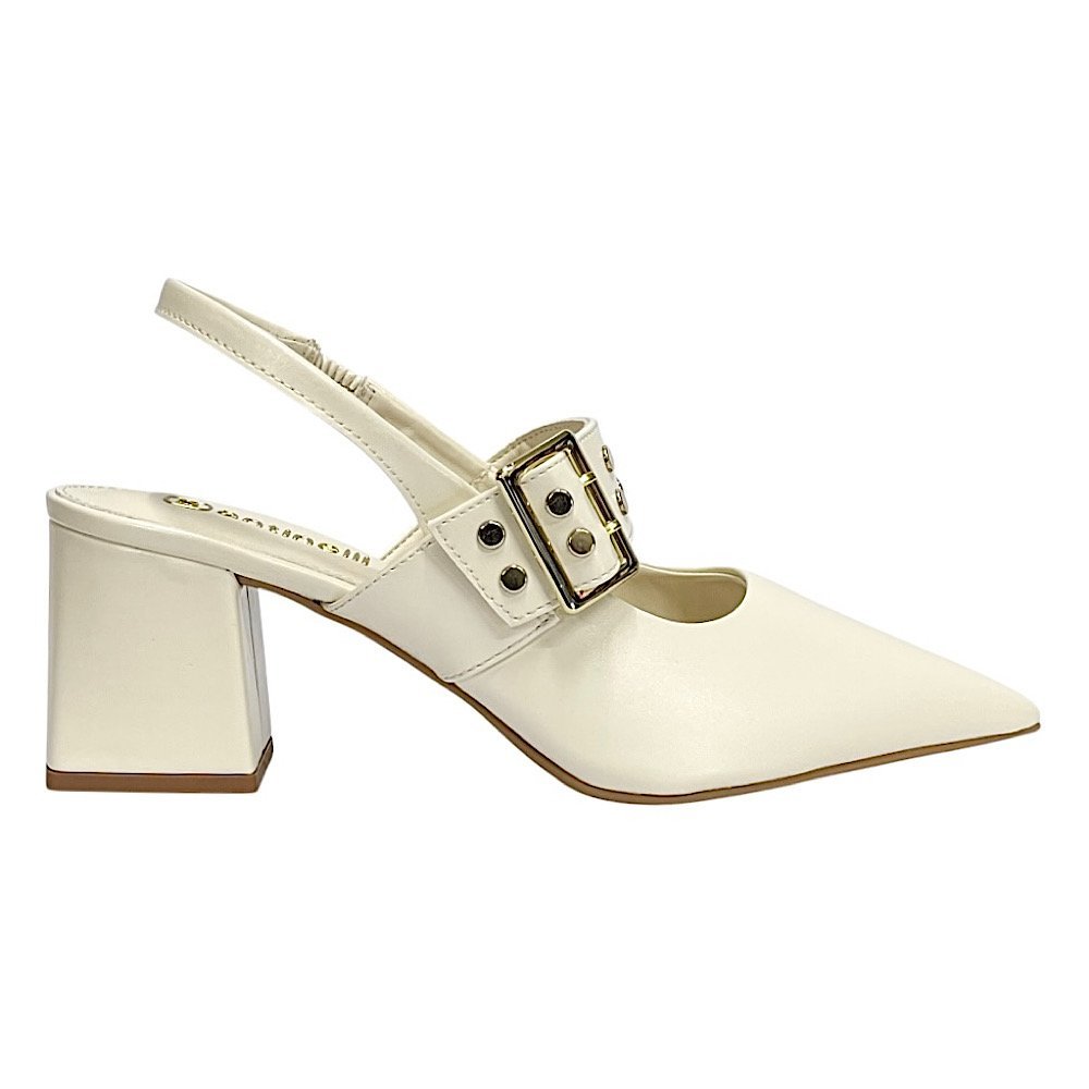 Sapato Santinelli Scarpin Sligback 1636-046 Marfim Marfim 2