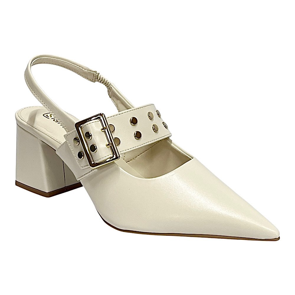 Sapato Santinelli Scarpin Sligback 1636-046 Marfim