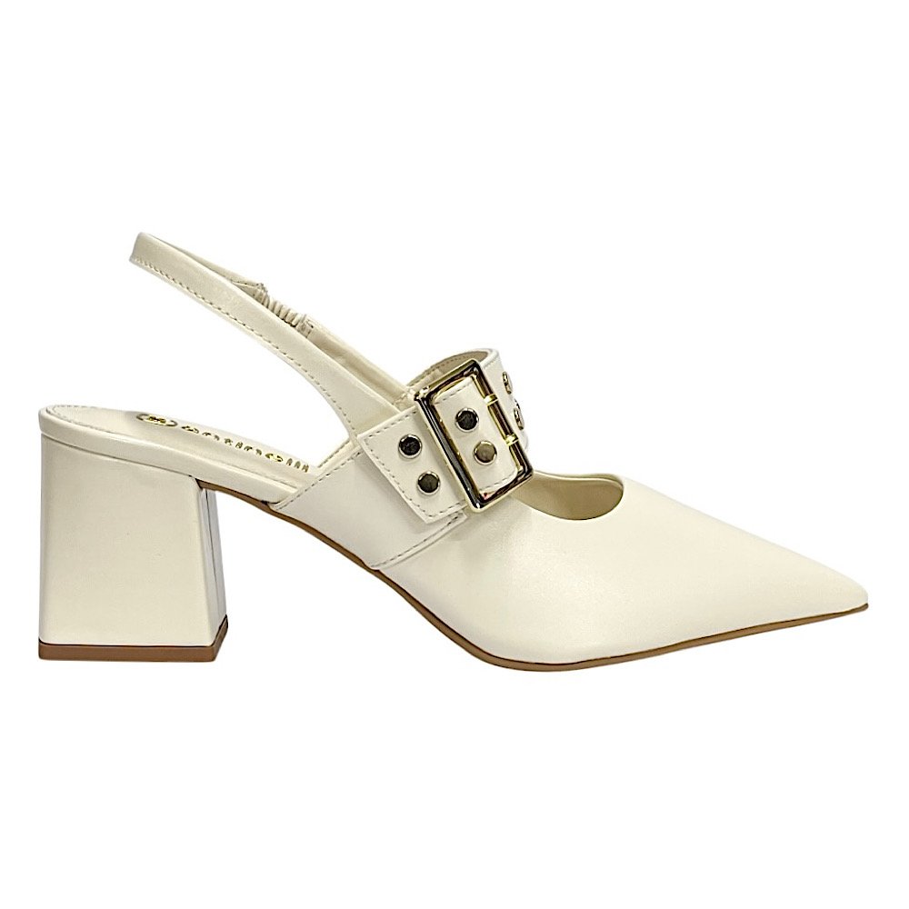 Sapato Santinelli Scarpin Sligback 1636-046 Marfim Marfim 2